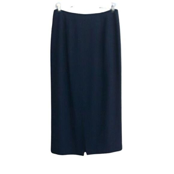 Vtg 80's Embassy Row Sportswear Skirt Wool Straight Maxi Front Slit Black Sz 16 - Picture 1 of 8